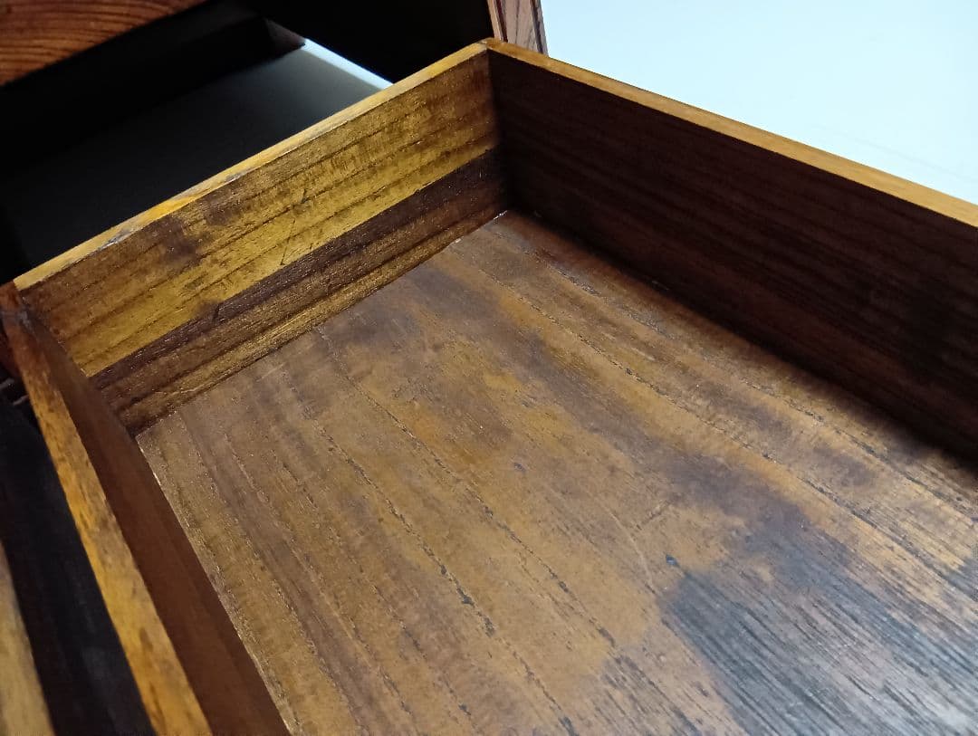 希少　明治期　欅　一枚板　からくり細工　引き出し付き　飾り台　サイドボード