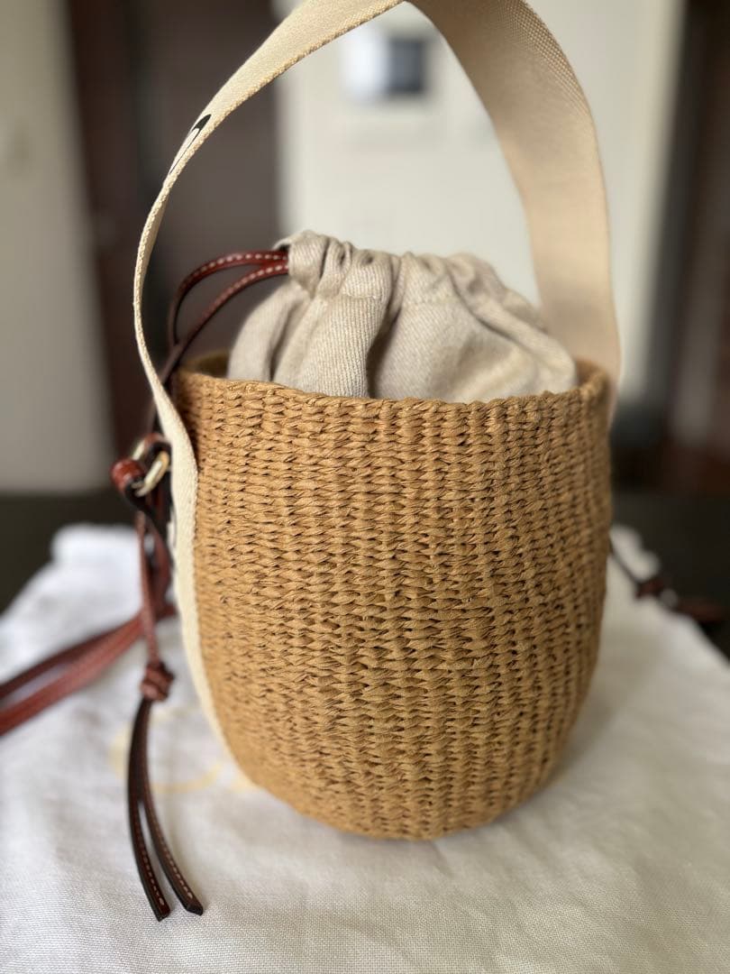 Chloé クロエ ベージュ 巾着型かごバッグ