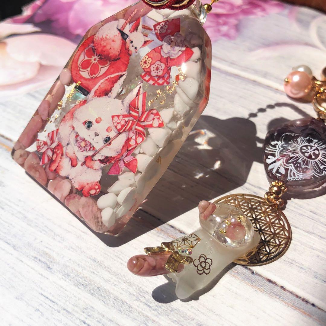 9/10、9点☆猫 キーホルダー 天然石 レジン まとめ売り