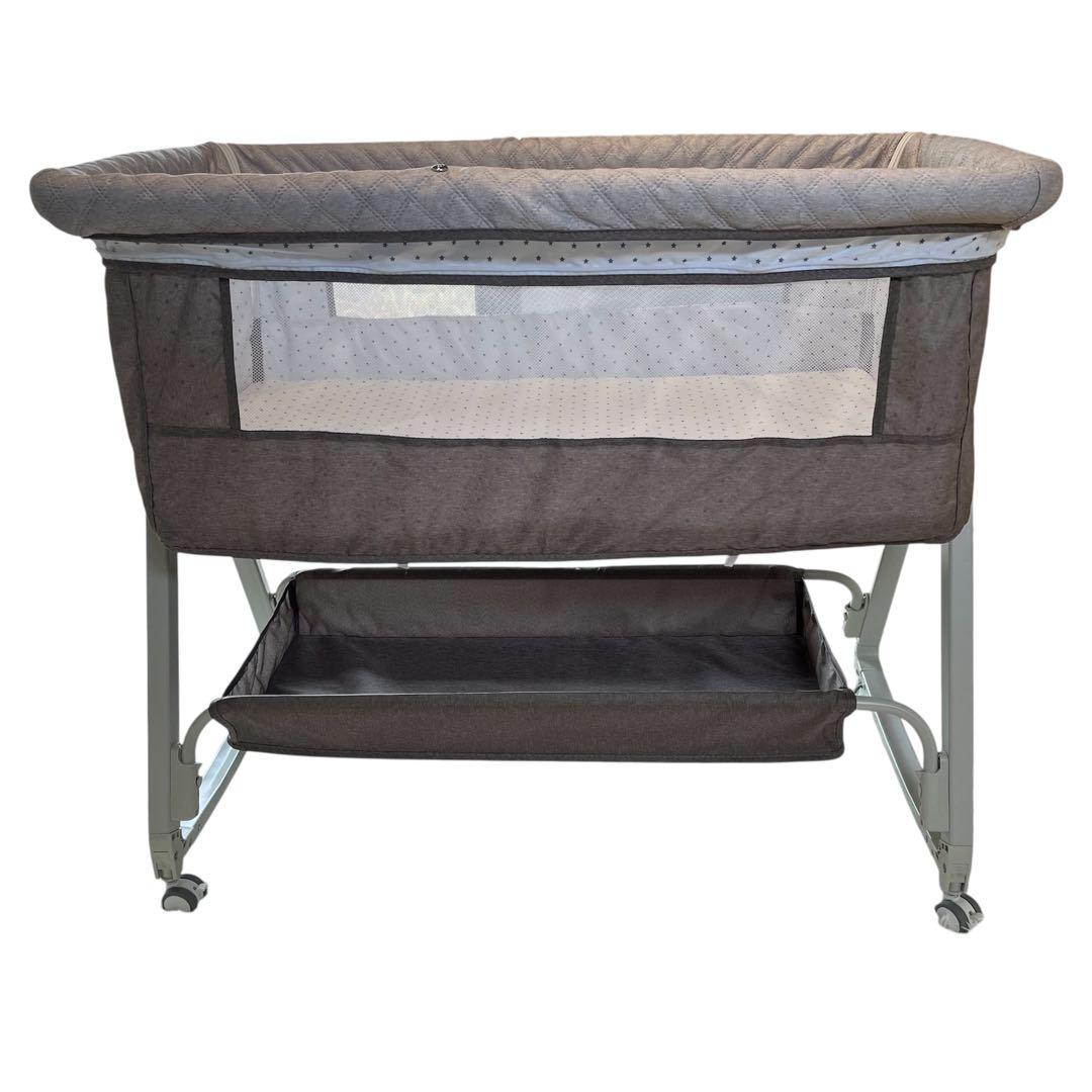 Kino Linpo ベビーベッド 添い寝 新生児ベッド 乳児 高さ6段 カーキ