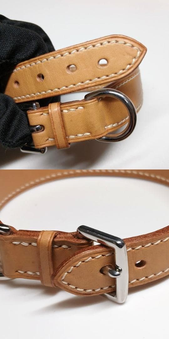 美品 エルメス 首輪 カラー 犬 レザー Hロゴ トワルアッシュ ペット S