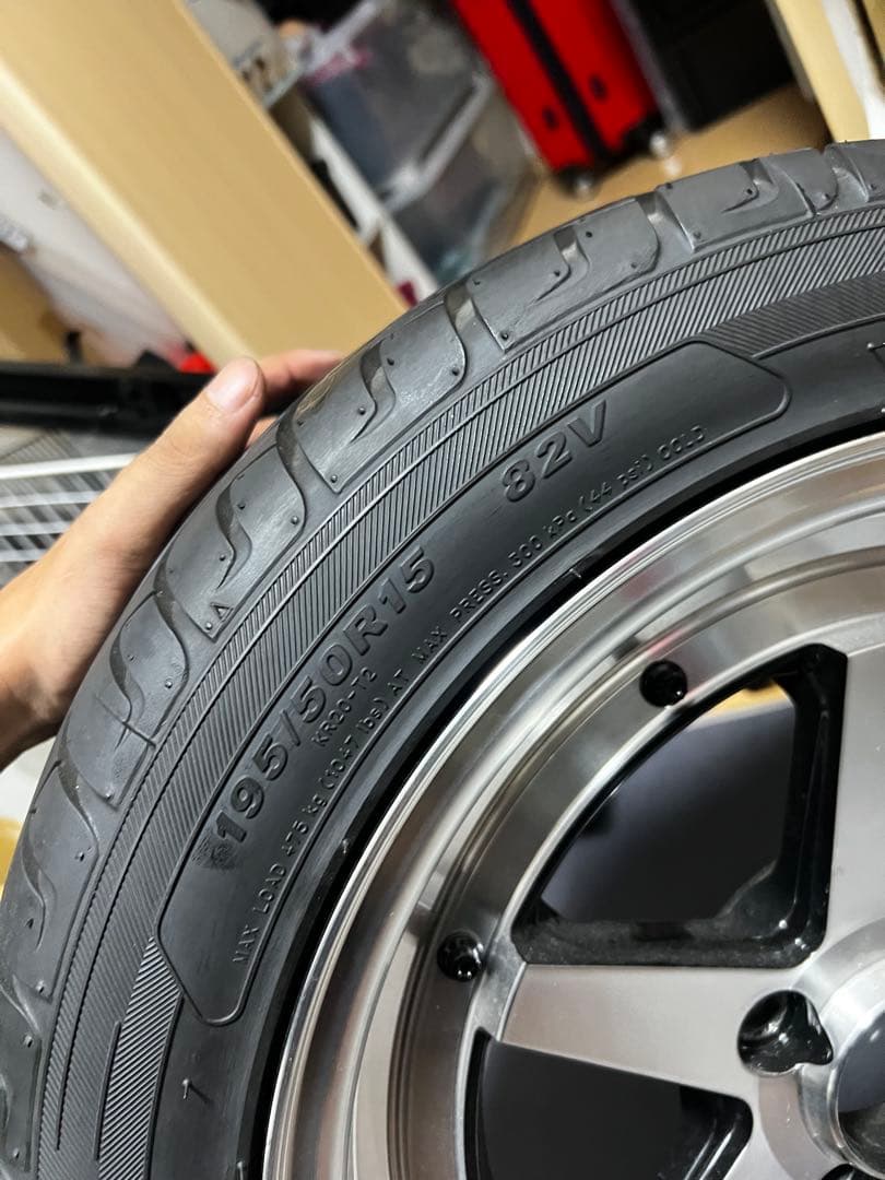 15インチ　7j pcb100 4穴　旧車ロンシャン風ホイール