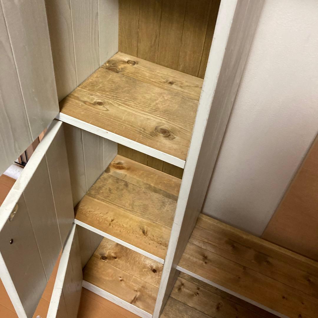 ヴィンテージ風家具　ハンドメイド作家　シャビーホワイト　小学生　ランドセルラック