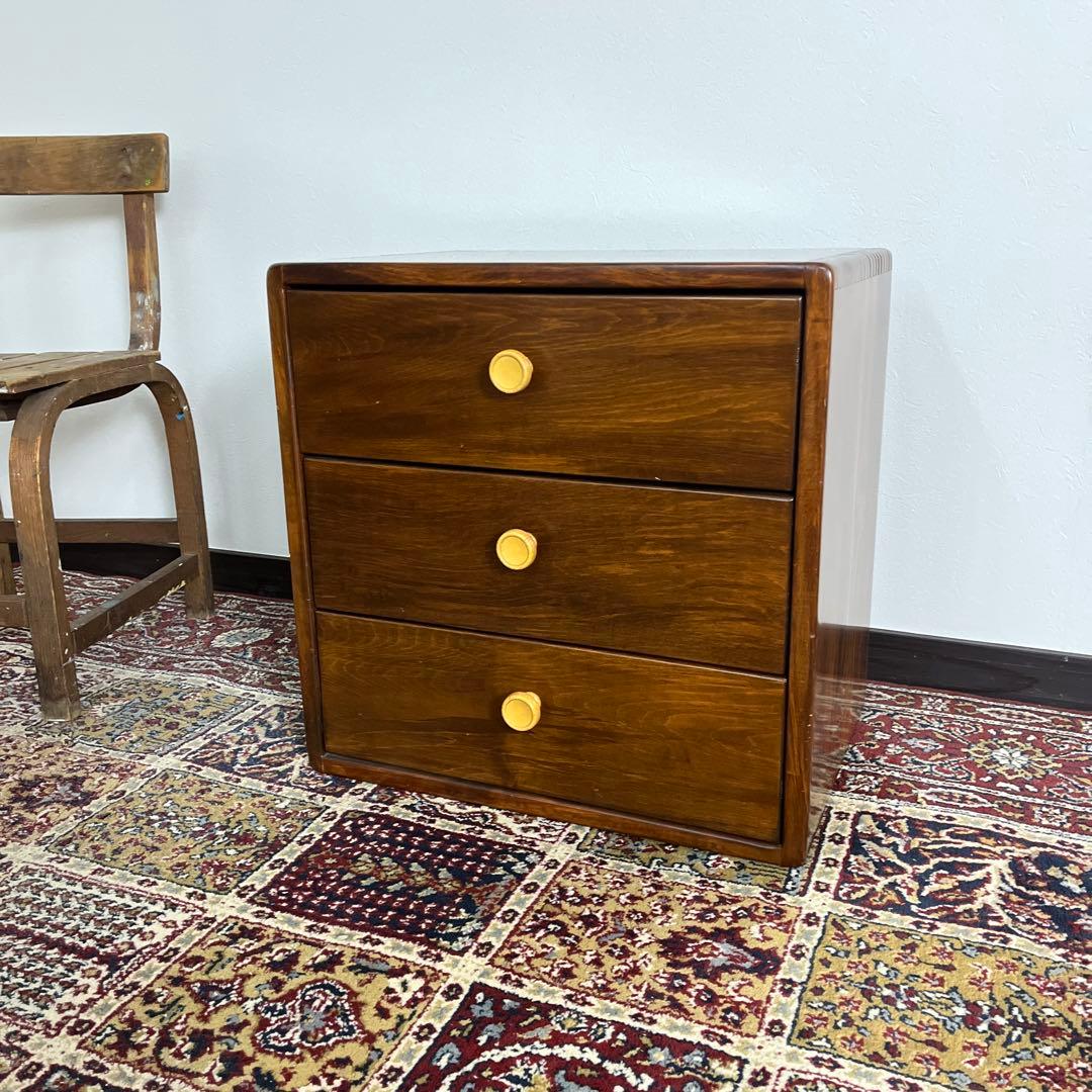 古家具 大きめのサイズ◼︎深谷木工 引き出し3杯 整理棚 収納棚 木製家具