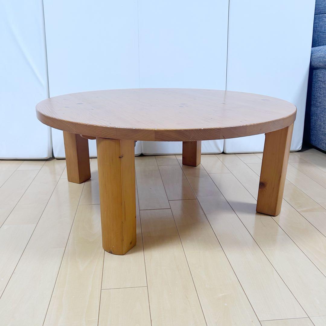 ちゃぶ台　丸形　折りたたみ　円形　パイン材　直径80 無垢材　ローテーブル