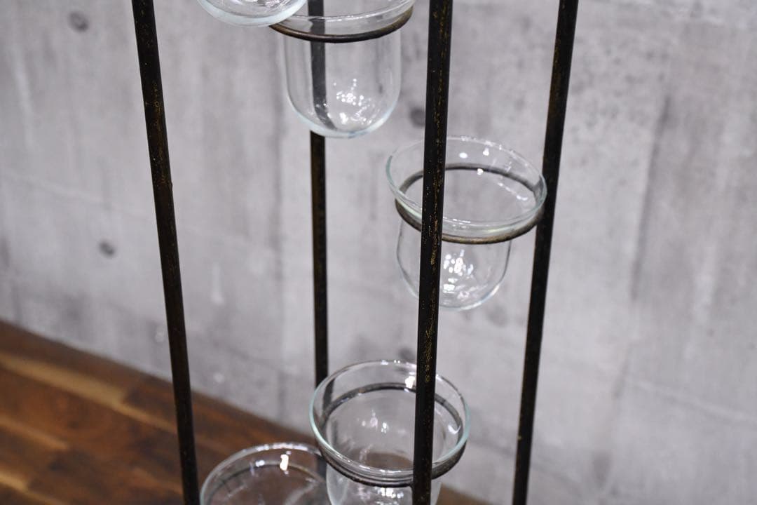 EDK9 アイアン プラントホルダー キャンドルホルダー ガラスカップ