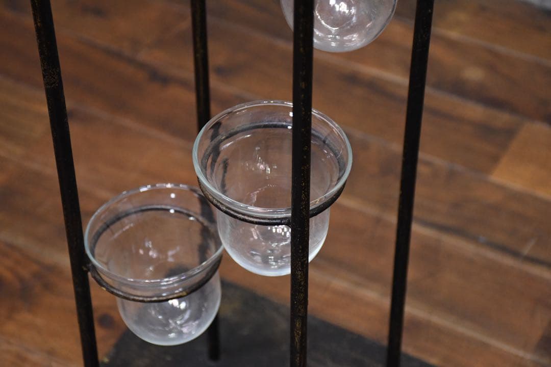 EDK9 アイアン プラントホルダー キャンドルホルダー ガラスカップ