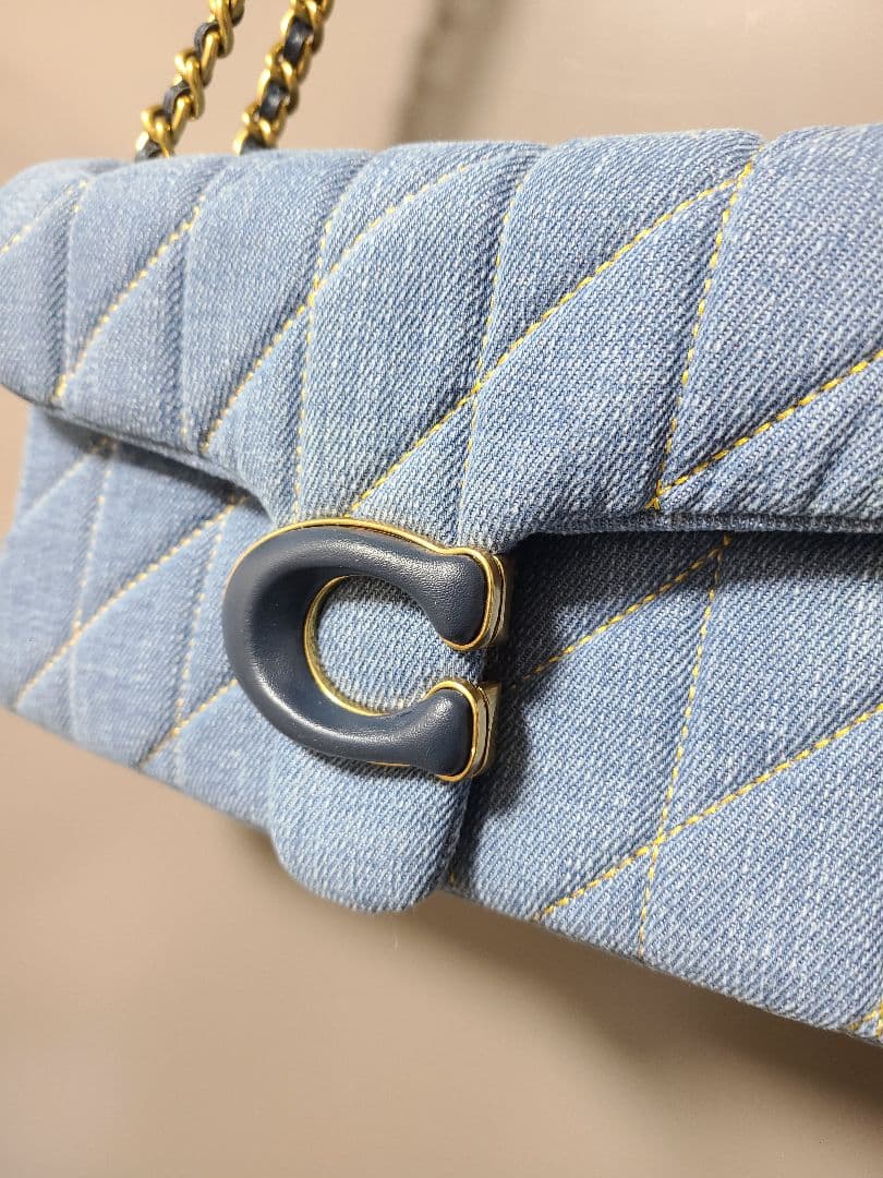 美品 COACH デニム キルティング ショルダーバッグ