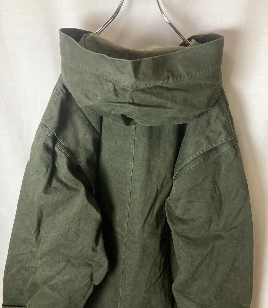 イタリア製ミリタリーカーキカラー ヘビーコットンダッフルコートゆったりXLサイズ