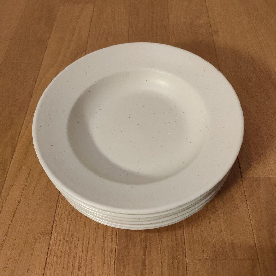 陶器 深皿 6枚セット 約21.5cm 白粉引（黒い斑点） パスタ・スープ皿 ③