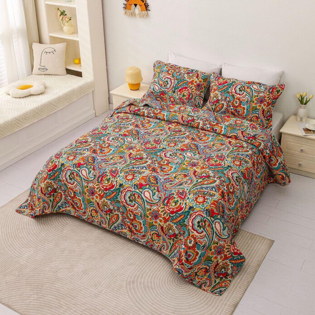 キルトベッドカバー3点セット綿マルチカバー キルティング 857