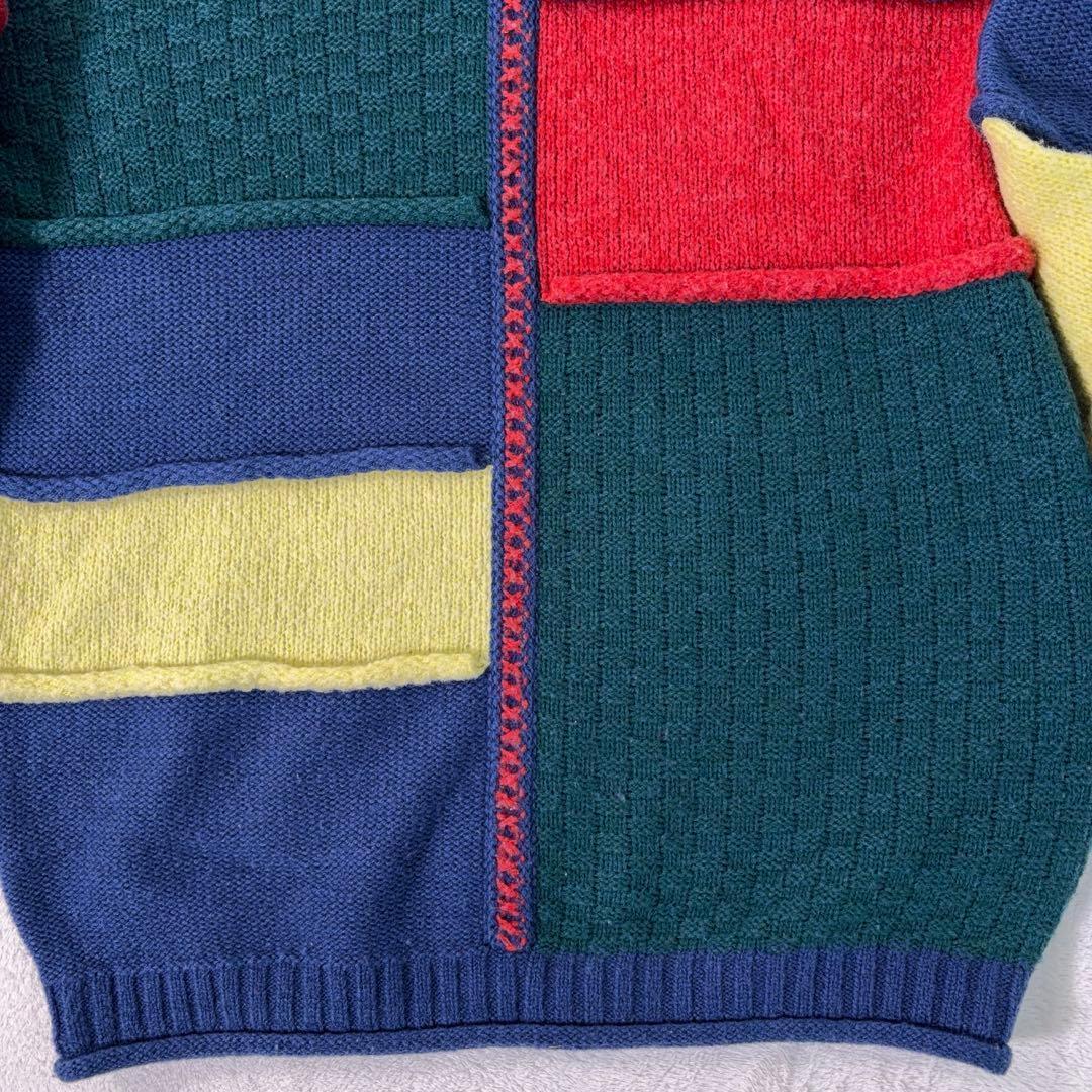 希少90s【マンシングウェア】3Dデザインニット クレイジーパターン 日本製 M