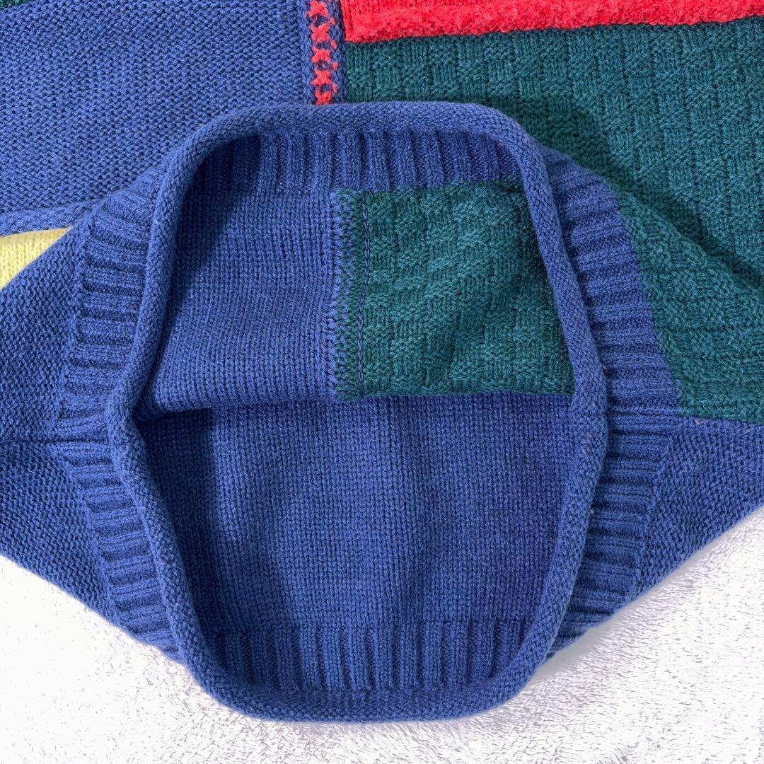 希少90s【マンシングウェア】3Dデザインニット クレイジーパターン 日本製 M