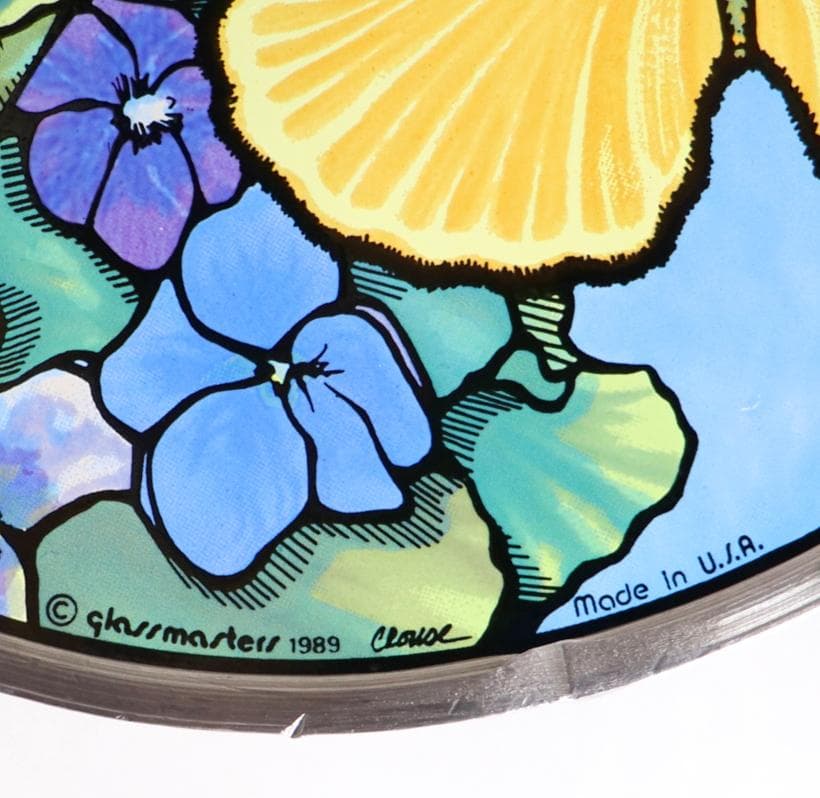 二匹の蝶々 丸型ヴィンテージ ステンドグラス グラスマスターズ バタフライ