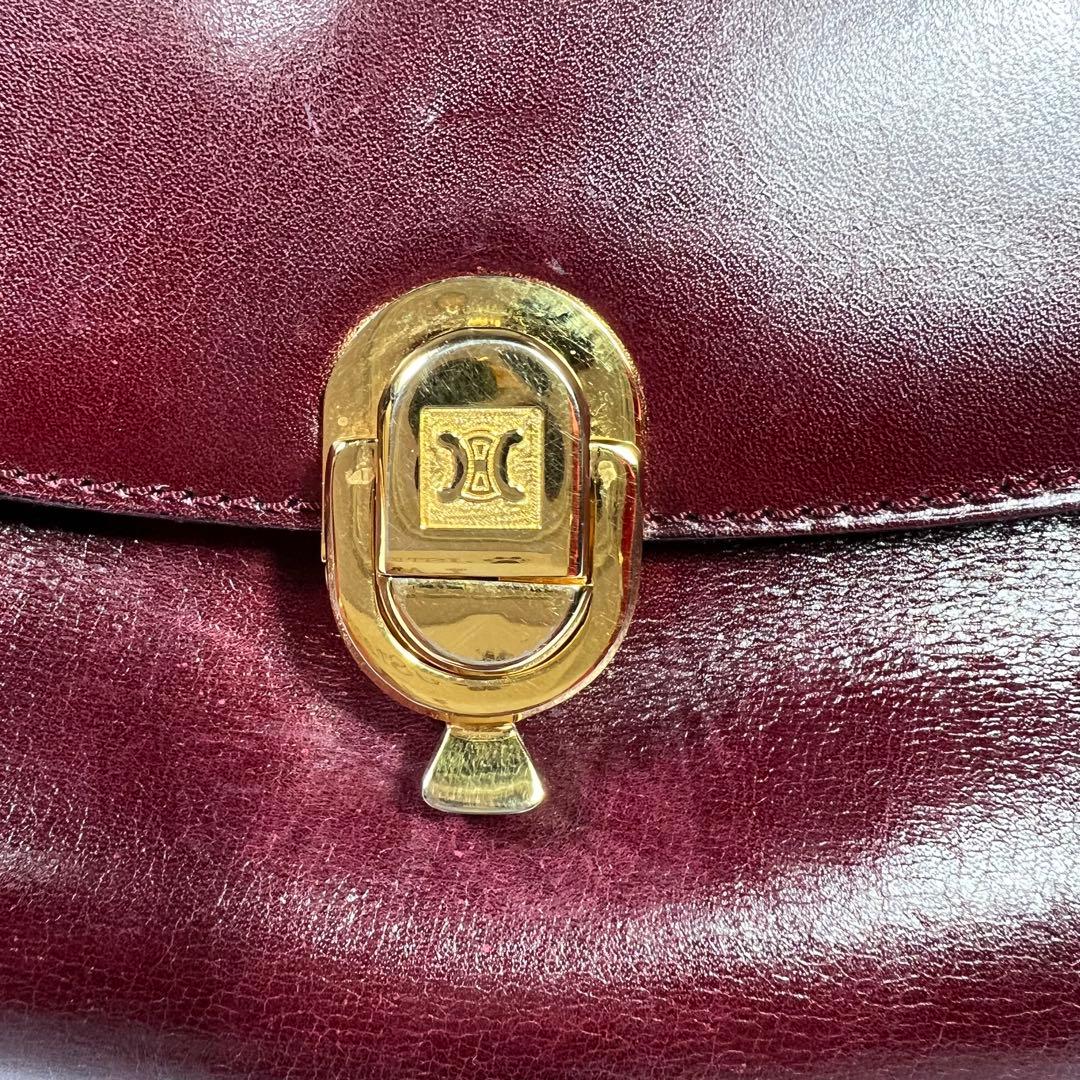 セリーヌ トリオンフ ショルダーバッグ カーフレザー ロック金具 ボルドー