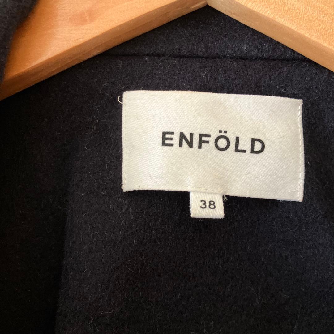 ENFOLD ウールリバー スタンドショートコート ネイビー　M 38