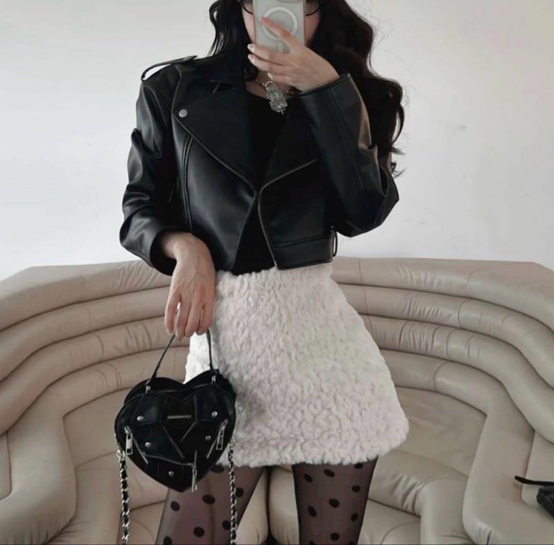 【新品タグ付き】Darich ライダースライクハートミニバッグ ブラック