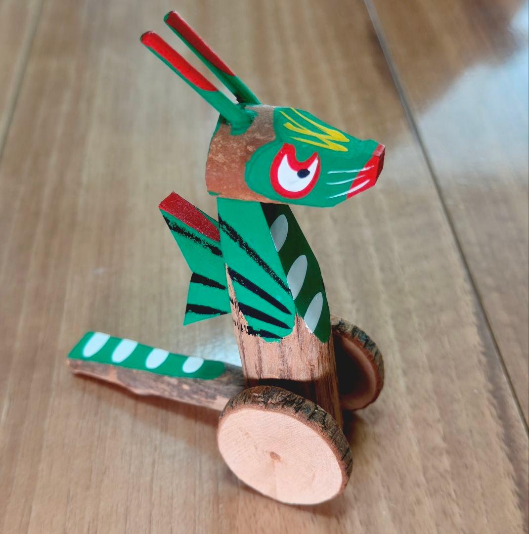 杵島山一刀彫　大八車　竜