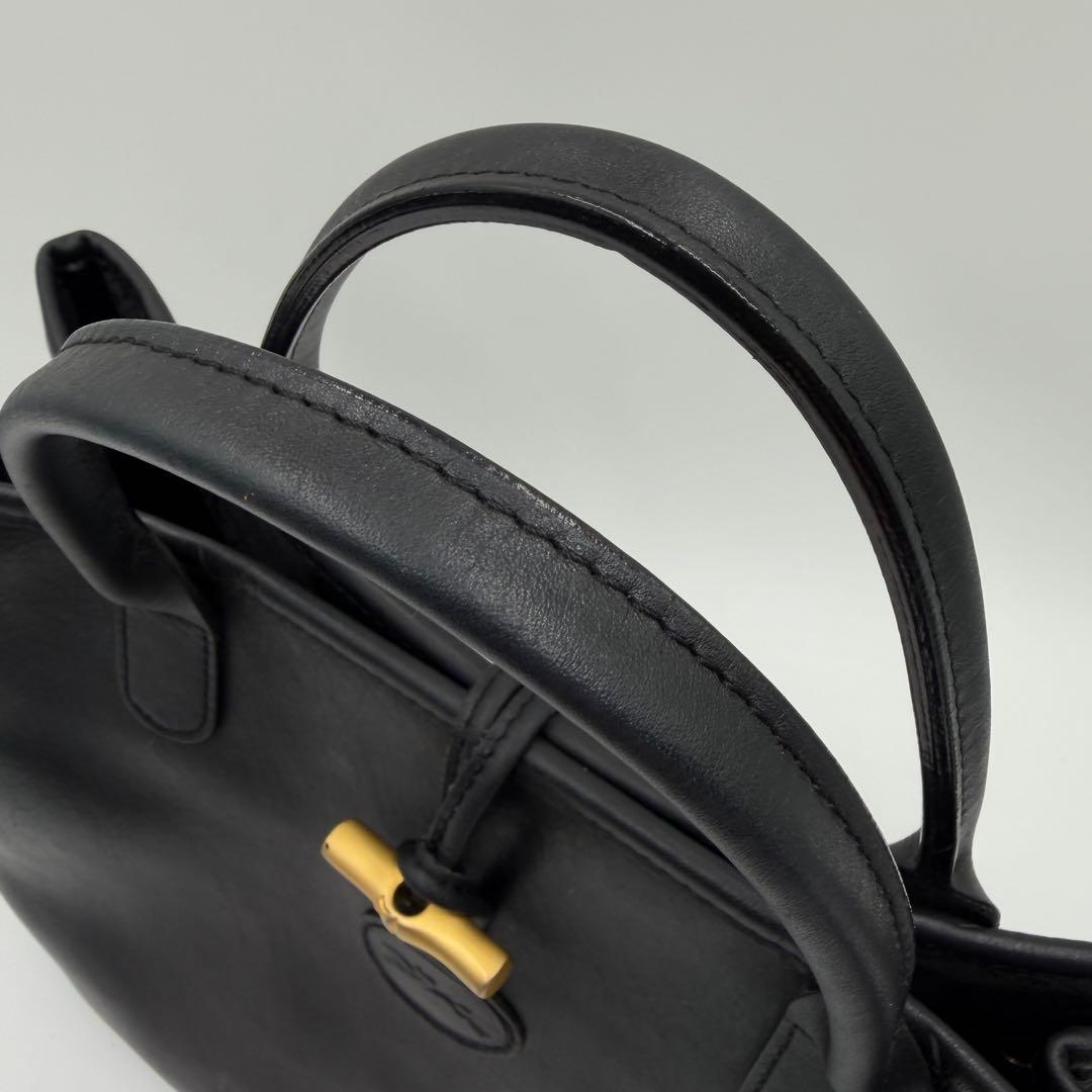 LONGCHAMP ロンシャン ロゾ ハンドバッグ レザー ブラック A4可