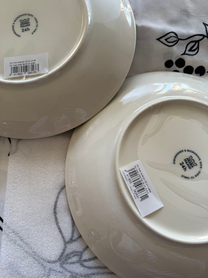 廃盤　新品ARABIA 24h Avec プレート 26cm グリーン・ベージュ