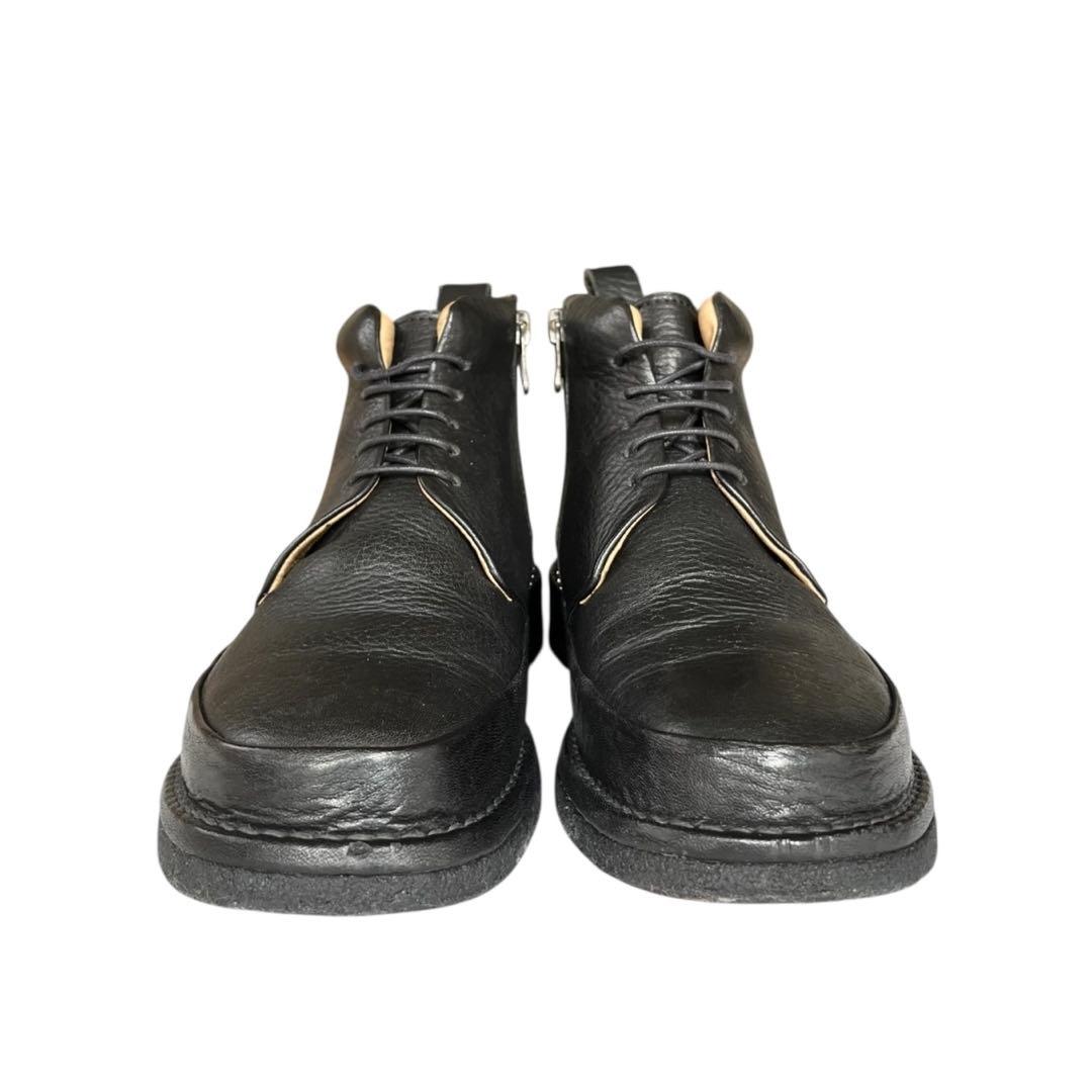 【極美品】◾️サヤ◾️ショートブーツ◾️レースアップ◾️サイドジップ◾️レザー◾️ブラック