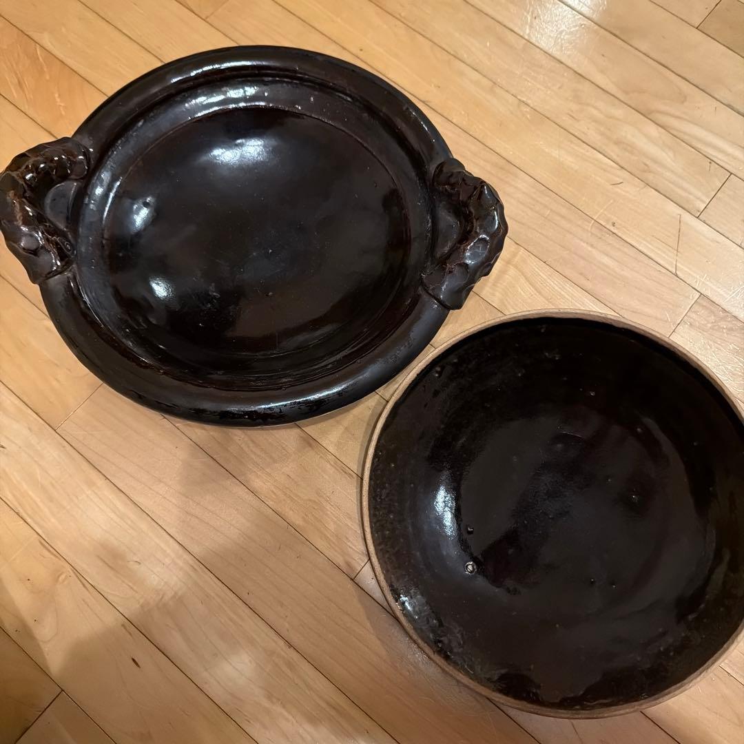 土鍋　丸鍋　黒鍋　伊賀焼