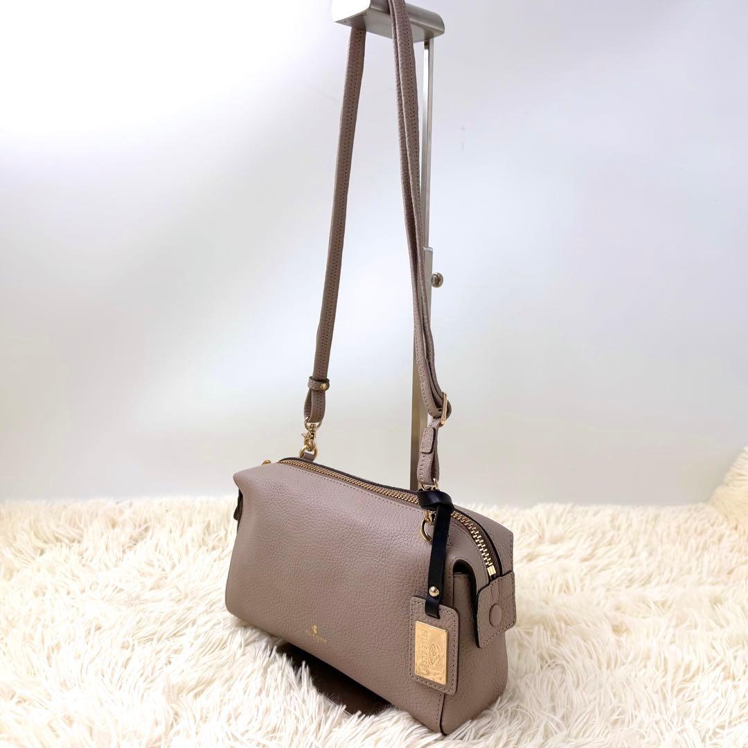 極美品✨ ペレボルサ 2way ショルダーバッグ レネット グレージュ レザー