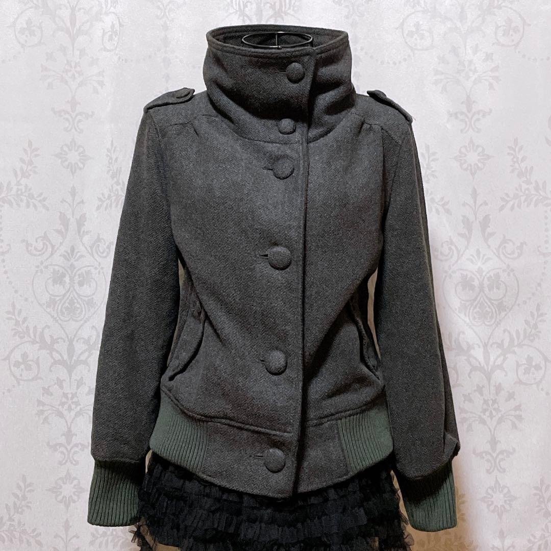 ピーコート ブルゾン グレー 平成ギャル y2k ダークコア グランジ 韓国