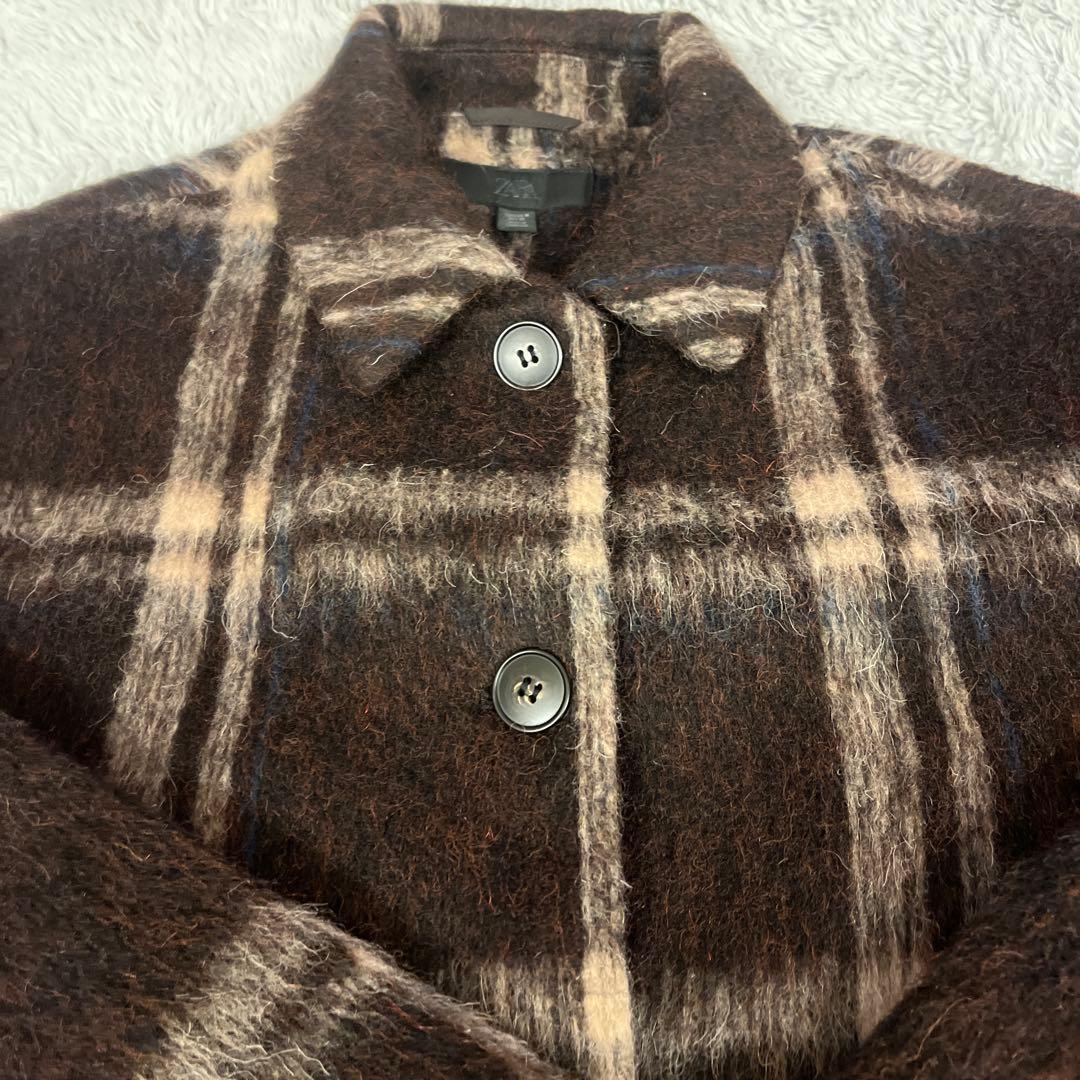 ZARA 今期 チェック柄ジャケット シャギーコート M