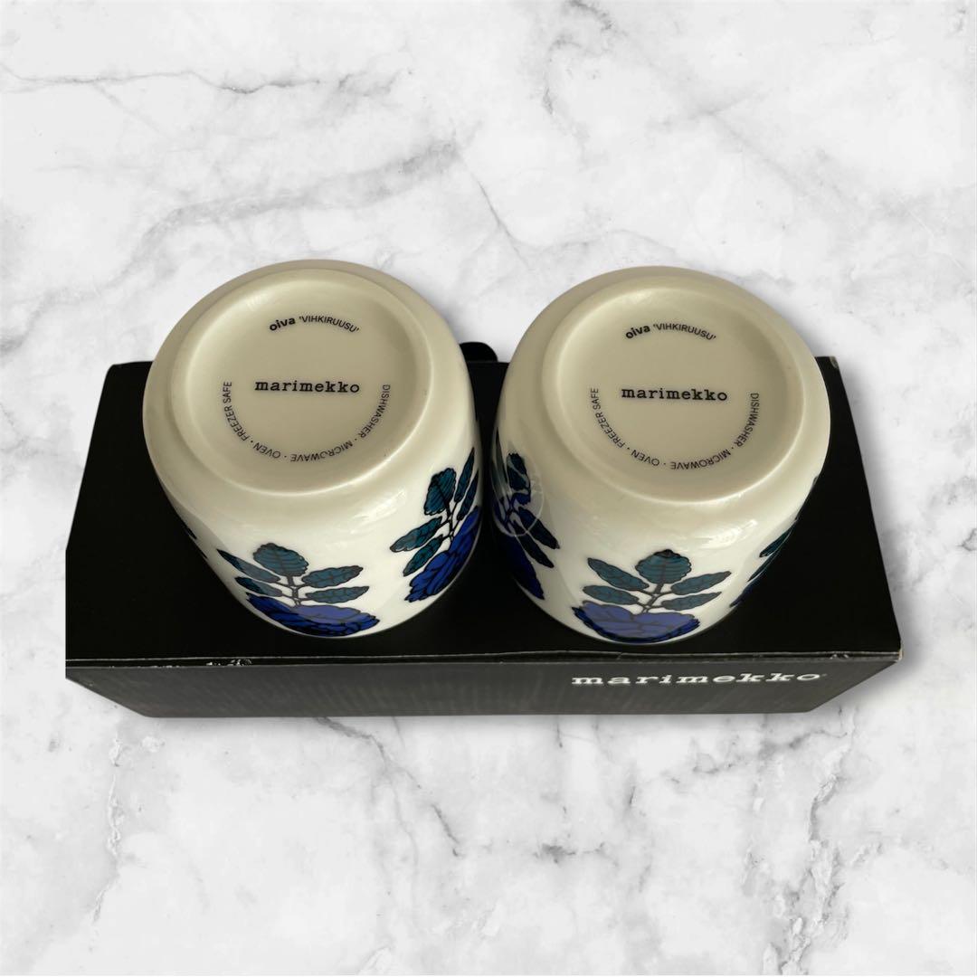 マリメッコmarimekko カフェカップ　ブルー2個セット　ヴィヒキルース　青