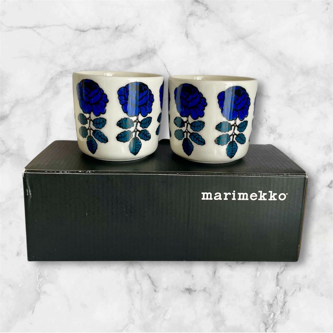 マリメッコmarimekko カフェカップ　ブルー2個セット　ヴィヒキルース　青