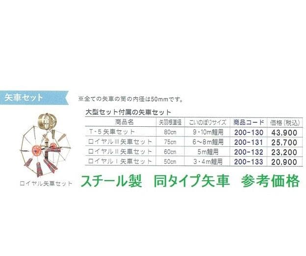 3m鯉のぼり用T1矢車　１５ｍロープ滑車、金具セット