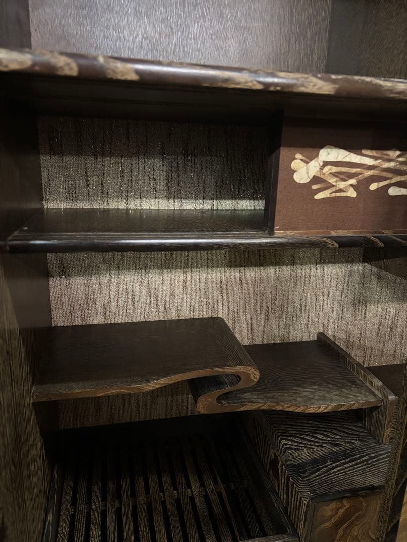 桑材　木製ガラス扉付き和風収納棚　高さ165cm 幅90㎝　岐阜県揖斐郡池田町