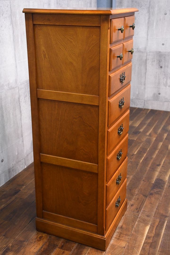 DLK97 横浜ダニエル ハイチェスト 樺桜 7段スリムチェスト トールチェスト