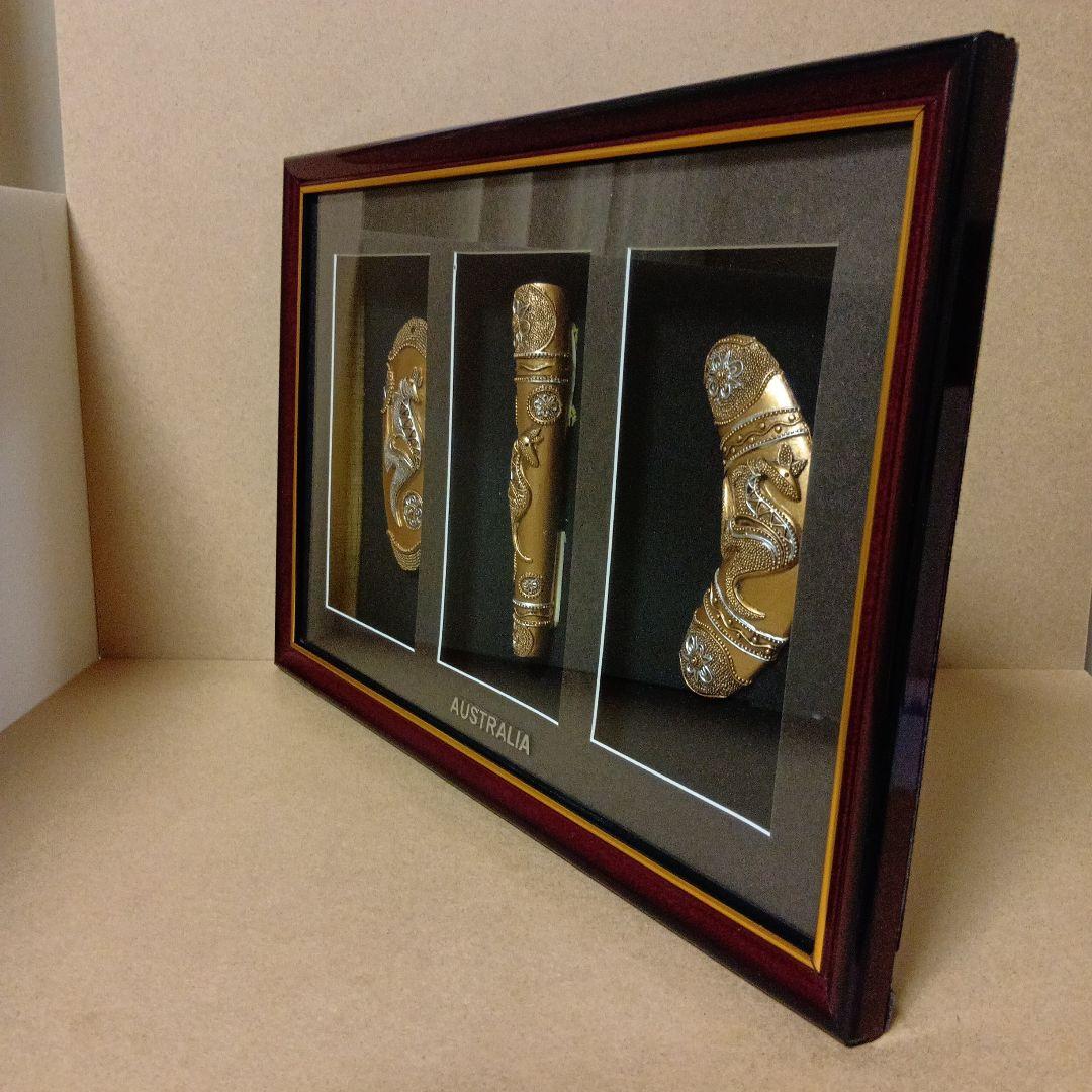 【アンティーク品】アボリジニー 先住民族 [ 額装工芸品 ] 置物