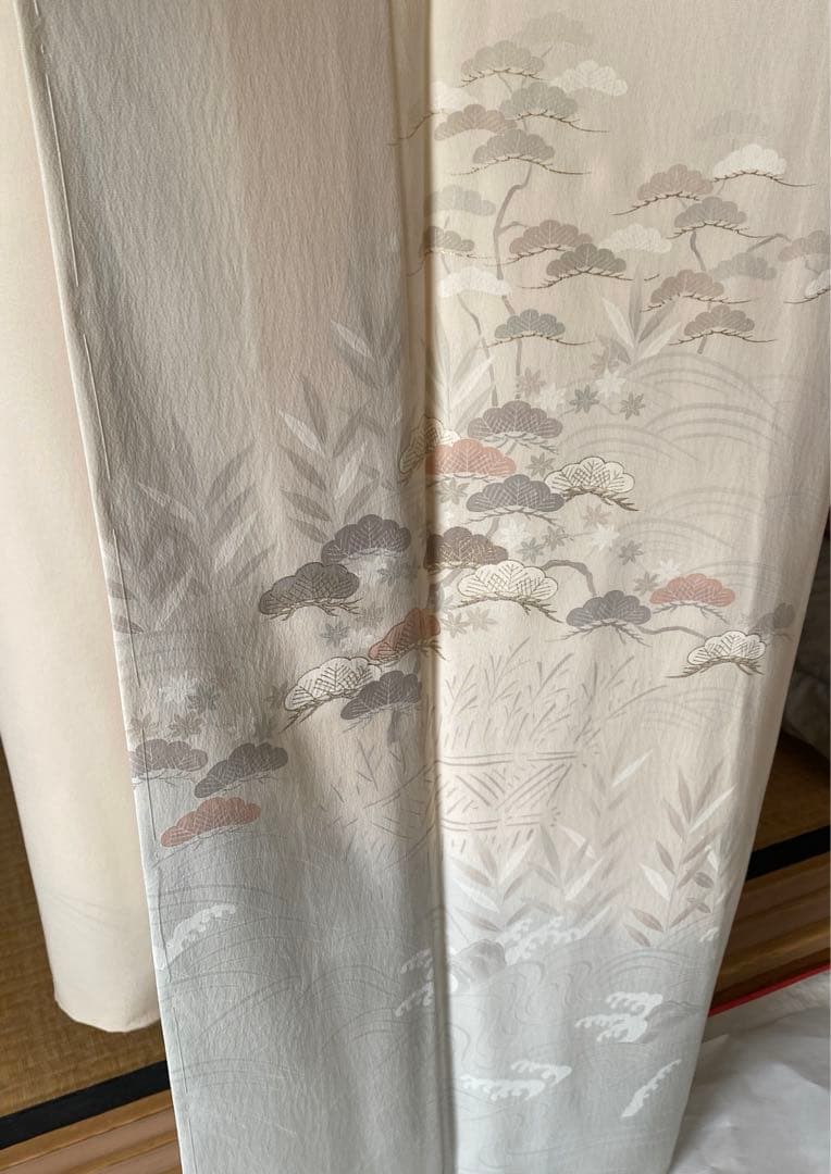 mshi【しつけ付き】付け下げ 象牙色〜薄水色 身丈154 裄丈61