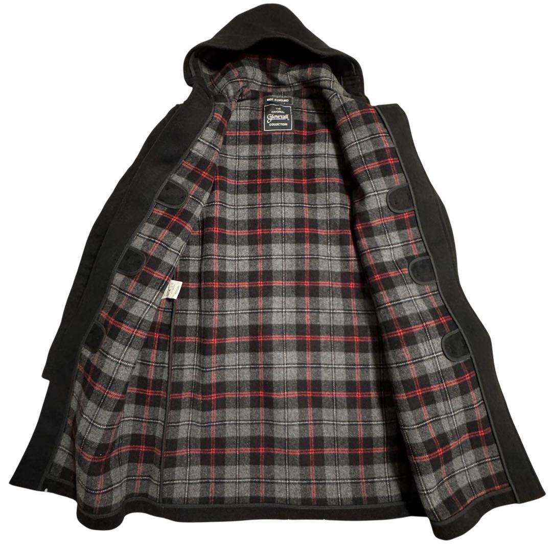 Gloverall ダッフルコート チェック フード 水牛トグル ブラック M