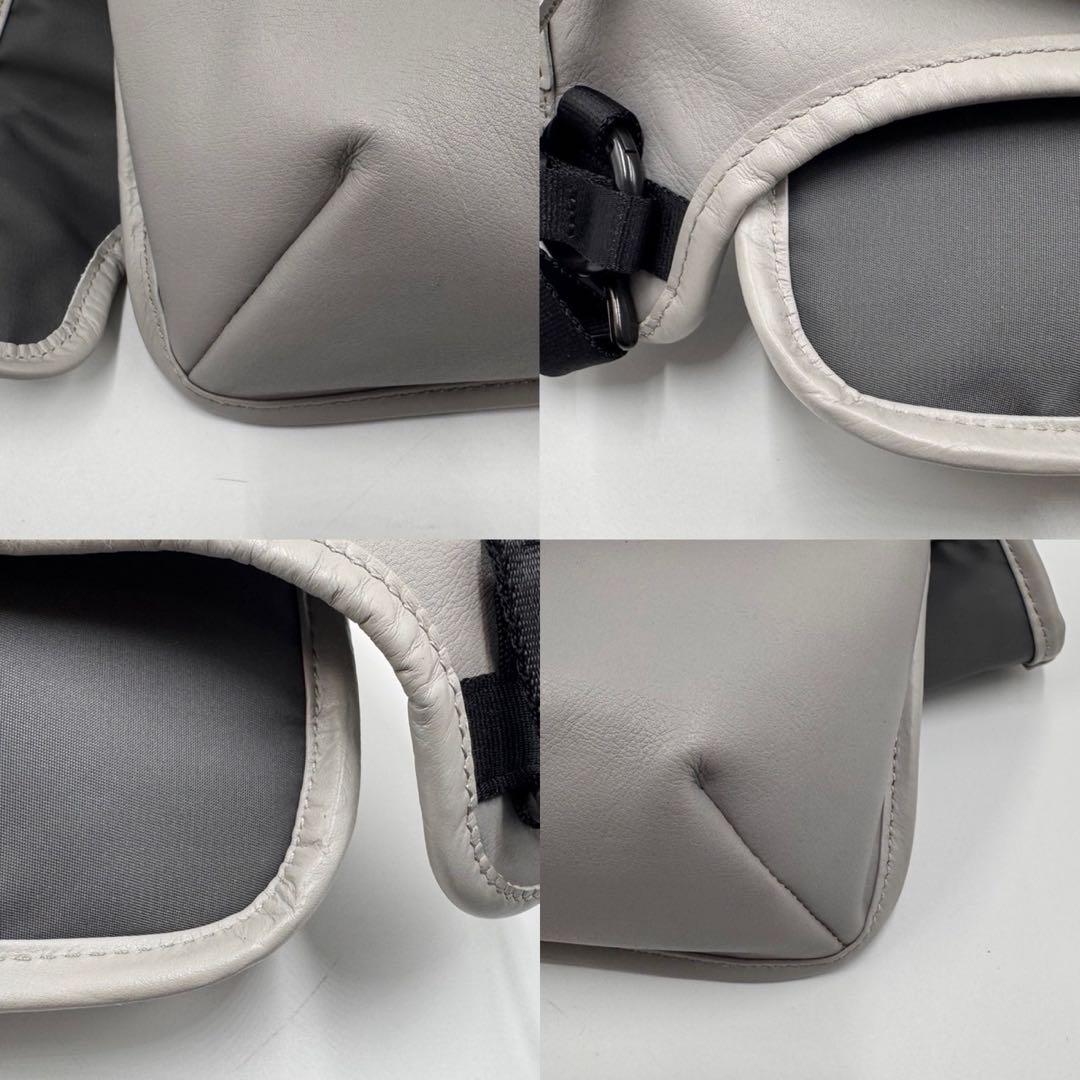 希少 マスターピース ボディバッグ 防水 カウレザー グレー クロスボディ