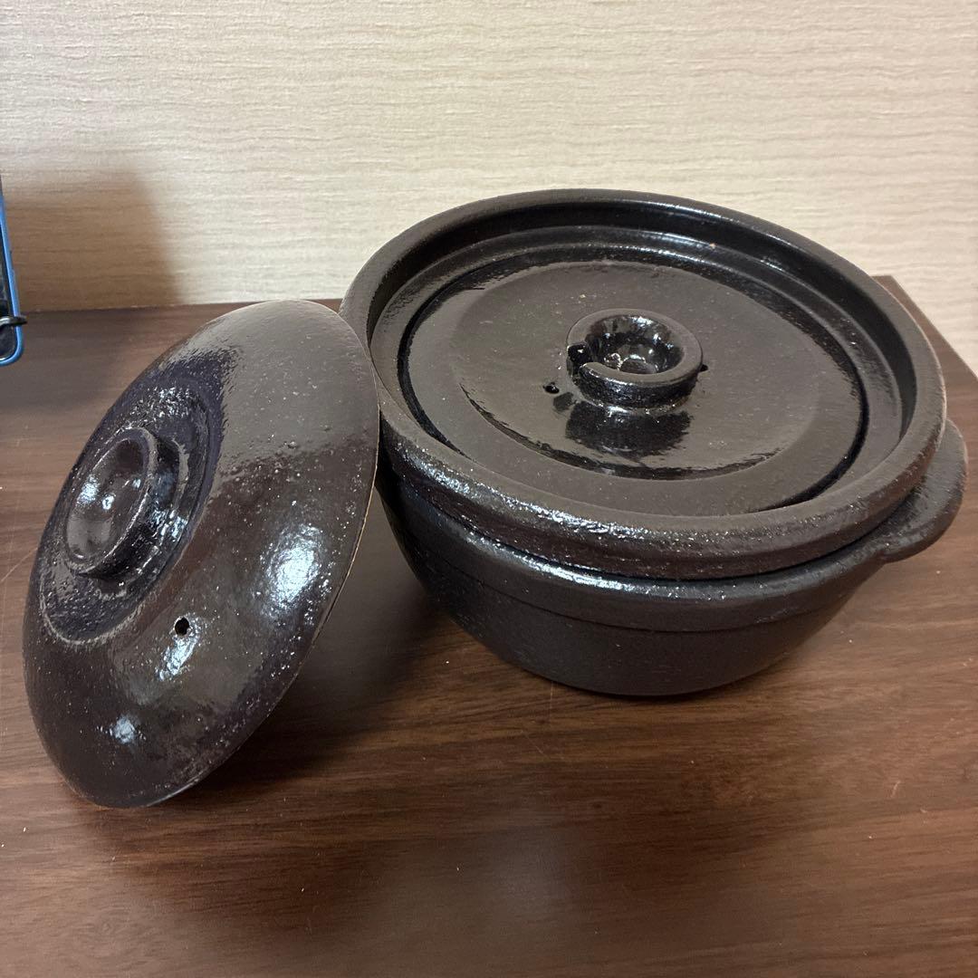 長谷園　陶珍かまど NC-01 黒 二合炊き　レンジ炊飯