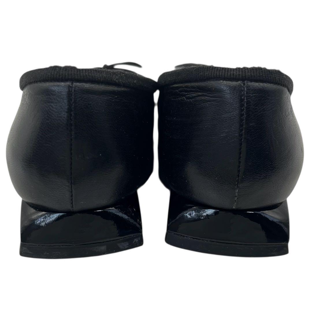 シャネル　バレリーナ　ローヒールパンプス　アーモンドトゥ　ココマーク　23.5