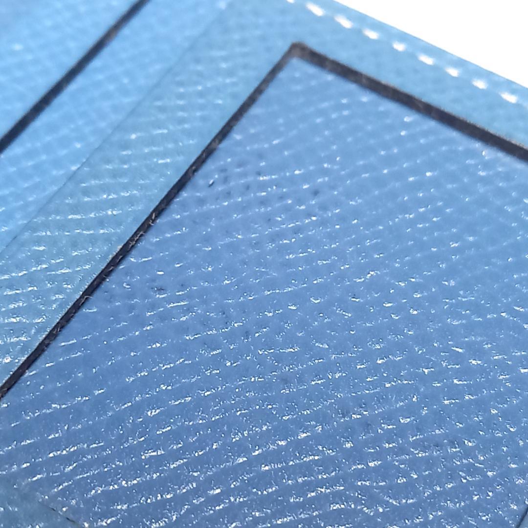 未使用 エルメス ミニフォトケース 写真入れ 写真ケース ブルー系 レザー