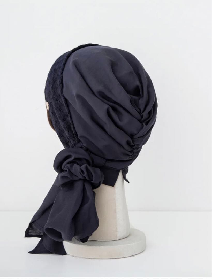 SCARF HAT KnitLace-Navy BAREN バレン ケアウィッグ