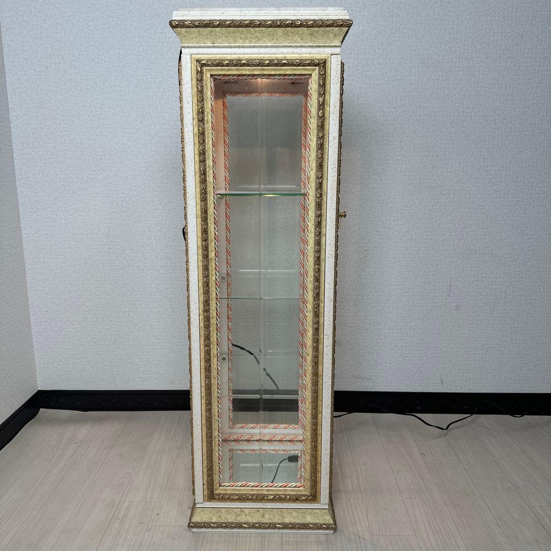 展示品 美品 イタリア製 キュリオケース ガラスキャビネット 金彩装飾 i4※