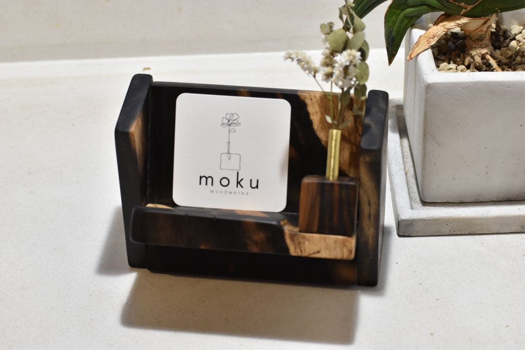 No.359屋久杉虎杢のトレーと黒柿の名刺ホルダー