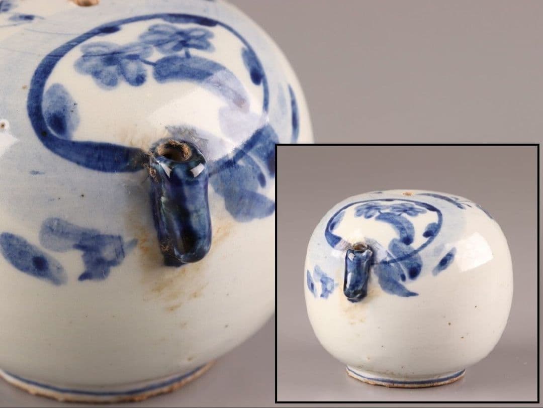 古美術 朝鮮古陶磁器 李朝 白磁 染付 書道具 水滴 時代物 極上品