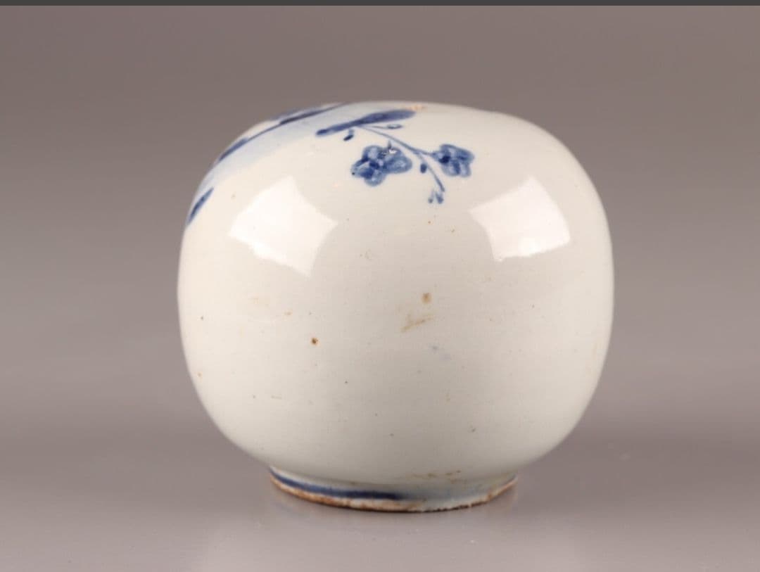 古美術 朝鮮古陶磁器 李朝 白磁 染付 書道具 水滴 時代物 極上品