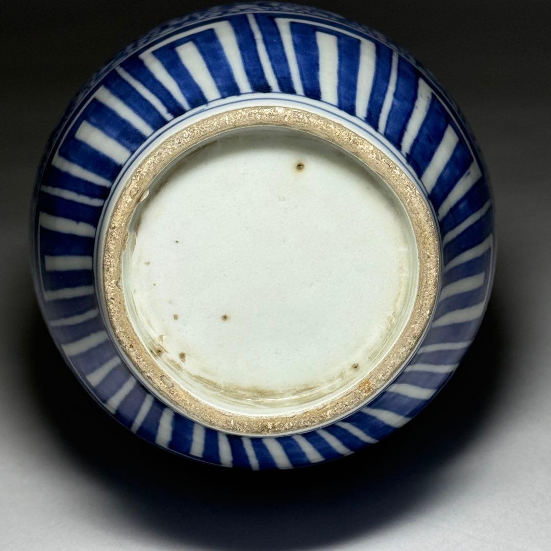 ◆古伊万里 染付微塵唐草文徳利 一輪挿し 花瓶 江戸時代中期〜後期 金継ぎ◆