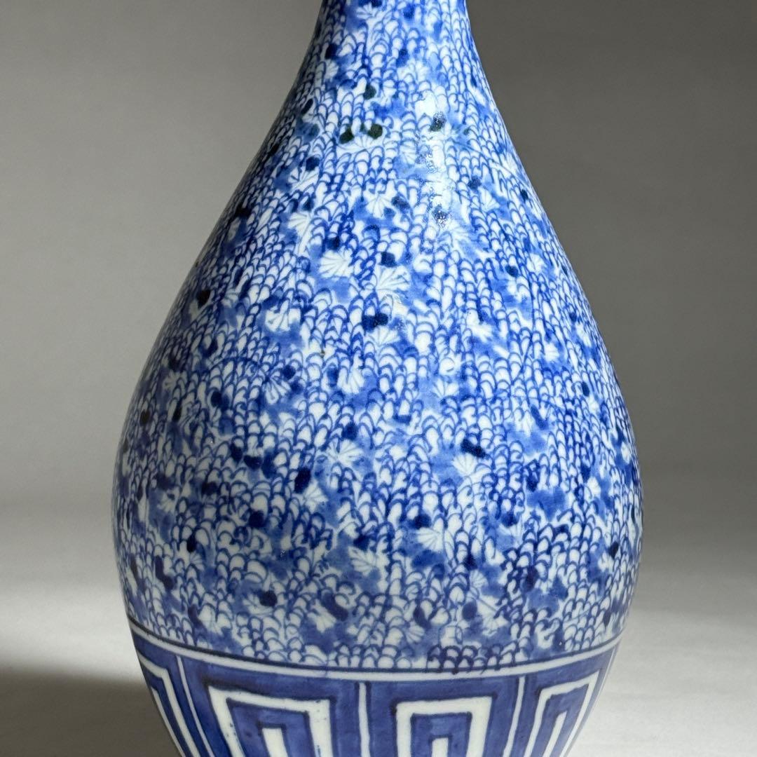 ◆古伊万里 染付微塵唐草文徳利 一輪挿し 花瓶 江戸時代中期〜後期 金継ぎ◆