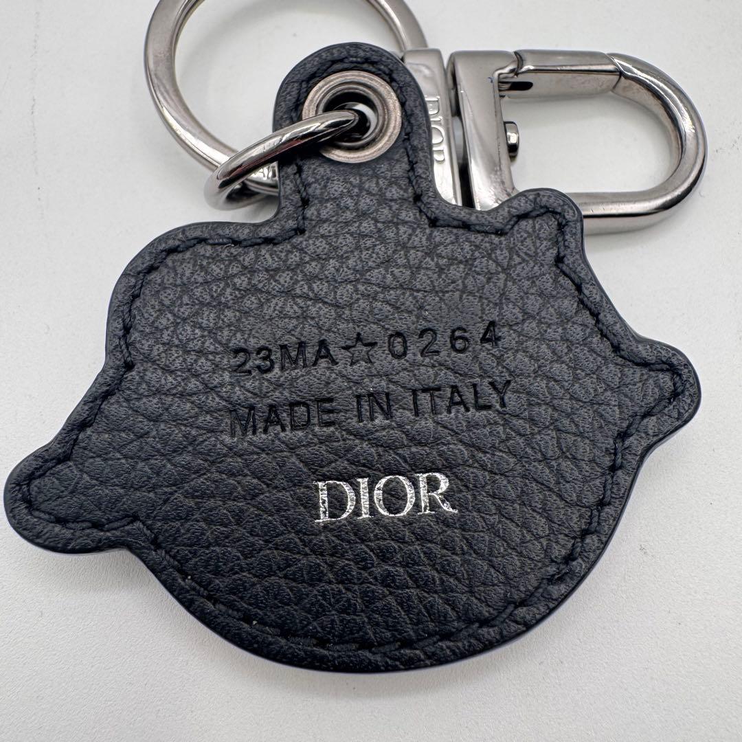 希少 Dior ディオール ロゴ キーリング チャーム 黒 シルバー