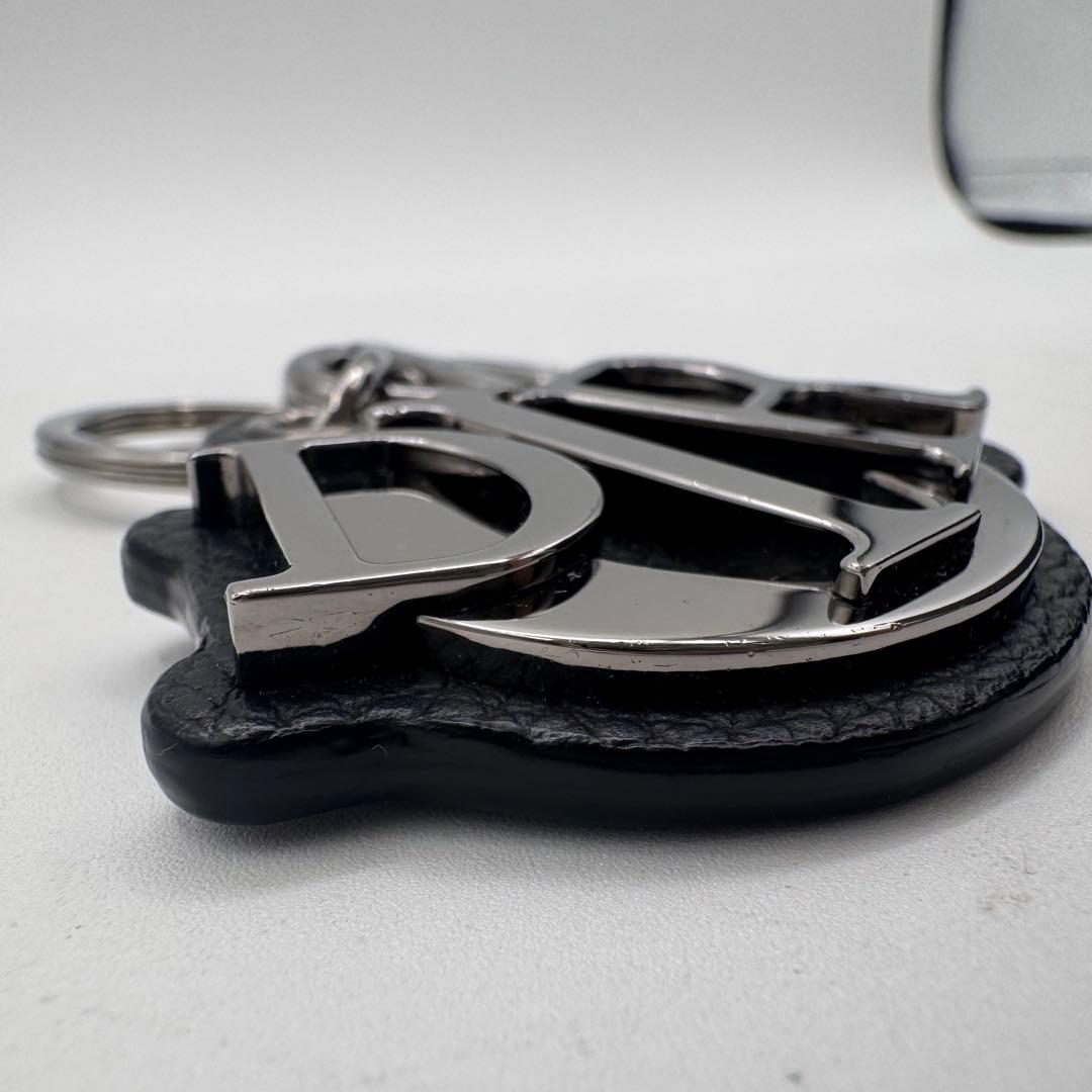 希少 Dior ディオール ロゴ キーリング チャーム 黒 シルバー